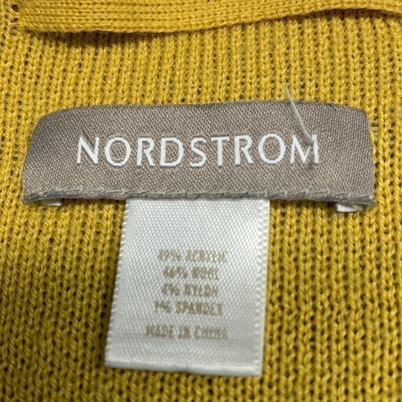𝅺nordstrom Long Open Front Wool Cardigan Grey/Mustard OSFM - Picture 4 of 6